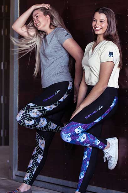 tiger wolf horse riding tights pattern limited edition left side performa ride