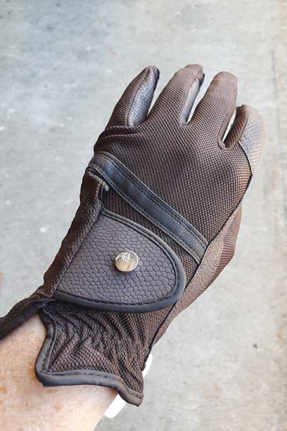 horse riding glove brown top side performa ride