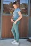 horse riding tights double pocket full stick green left side phone in pocket performa ride
