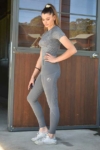 horse riding tights double pocket full stick grey left side performa ride