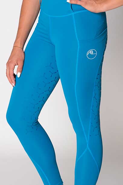 disrupt summer horse riding tights aspen blue front left close up performa ride