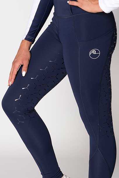 disrupt summer horse riding tights navy front left close up a performa ride