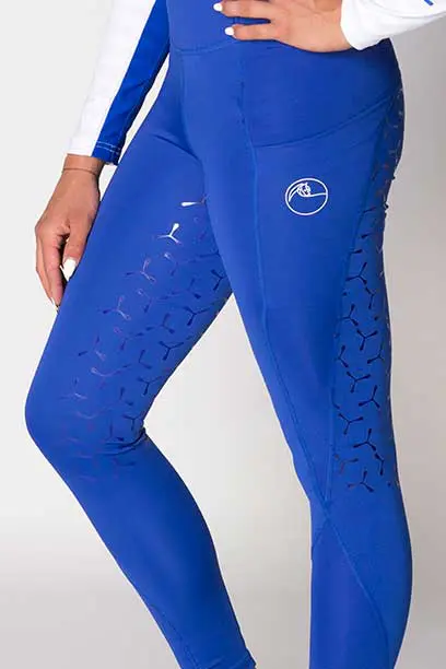 disrupt summer horse riding tights royal blue front left close up a performa ride