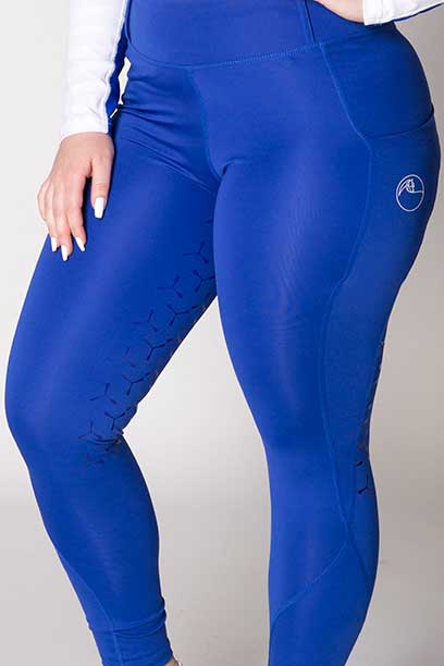 disrupt summer horse riding tights royal blue front left close up b performa ride