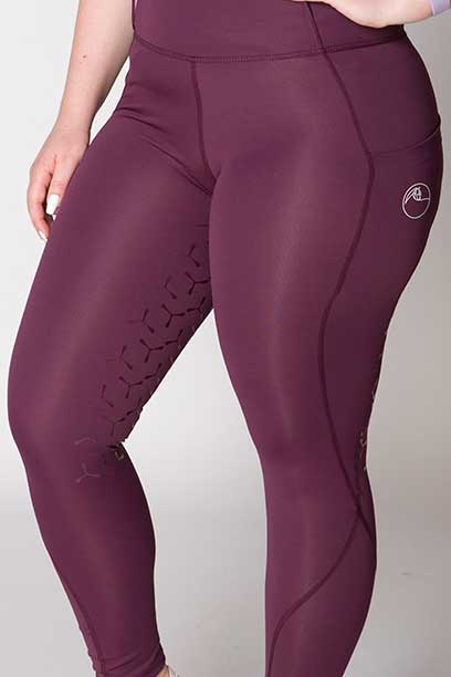 double pocket full seat equestrian riding tights grape front left a performa ride