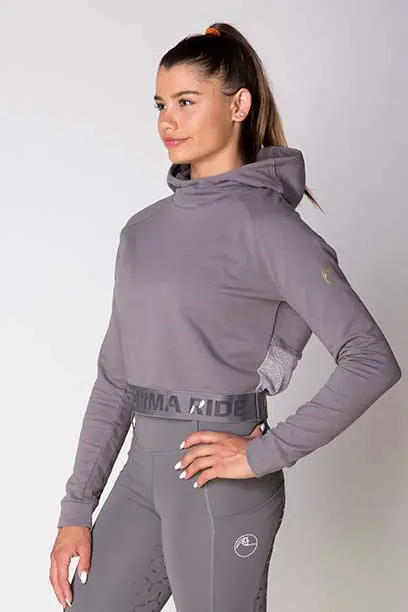 fierce equestrian riding hoodie grey front left b performa ride