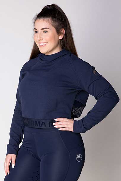 fierce equestrian riding hoodie navy front left a performa ride