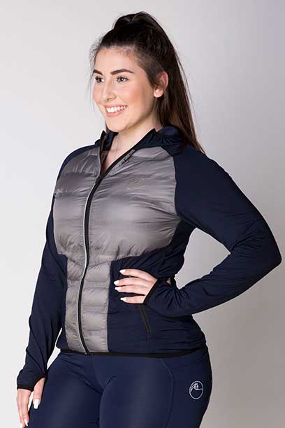 freedom hybrid equestrian jacket grey navy front left a performa ride