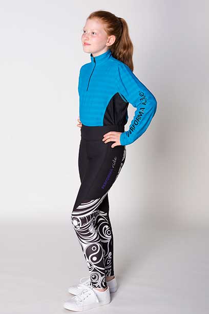 liberty limited edition equestrian tights youth black white front left performa ride