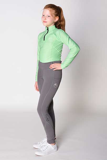 youth disrupt horse riding tights grey front left performa ride