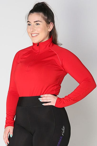 equestrian top chill base layer red front a performa ride