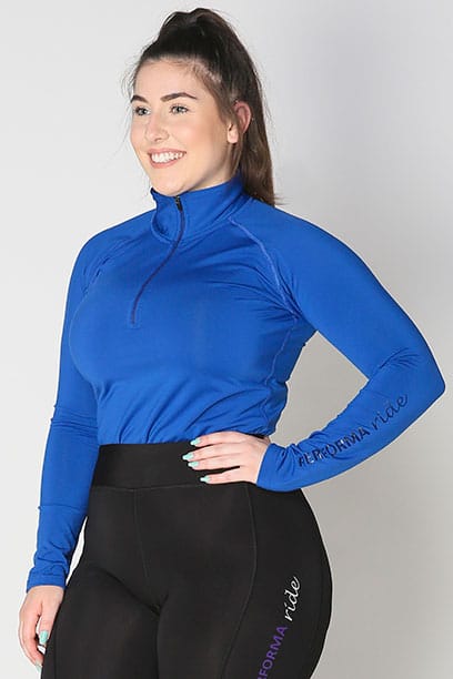 equestrian top chill base layer royal blue front a performa ride
