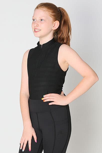 equestrian child technical sleeveless top black front left performa ride