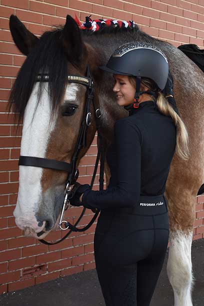equestrian long sleeve top slim fit black back left wesley horse performa ride