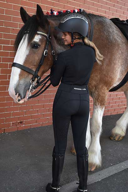 equestrian long sleeve top slim fit black back wesley horse performa ride