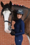 equestrian long sleeve top slim fit navy left side wesley horse performa ride