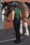 equestrian summer sleeveless top slim fit green back left wesley horse performa ride