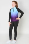 youth base layer equestrian top blue purple ombre full front full performa ride