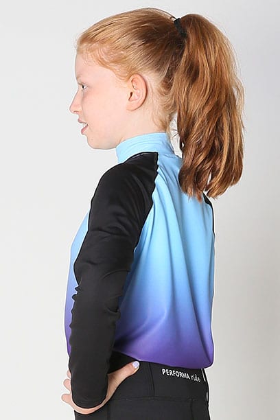 youth base layer equestrian top blue purple ombre left side performa ride