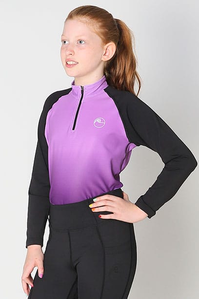 youth base layer equestrian top purple purple ombre front left b performa ride