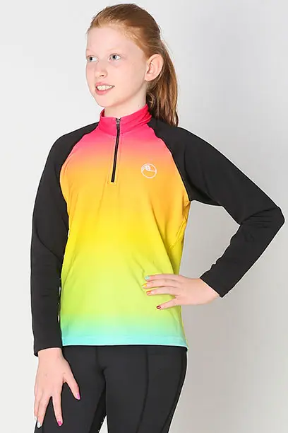 youth base layer equestrian top rainbow ombre front full performa ride