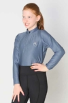 glacier long sleeve slim fit equestrian top youth grey front performa ride