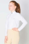 glacier long sleeve slim fit equestrian top youth white front performa ride