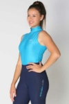 glacier sleeveless slim fit equestrian top blue front a performa ride