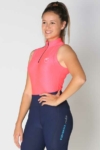 glacier sleeveless slim fit equestrian top flamingo front a performa ride