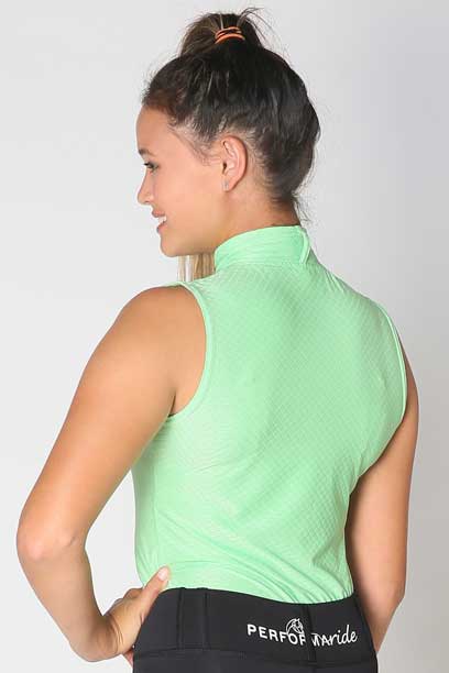 glacier sleeveless slim fit equestrian top mint back a performa ride