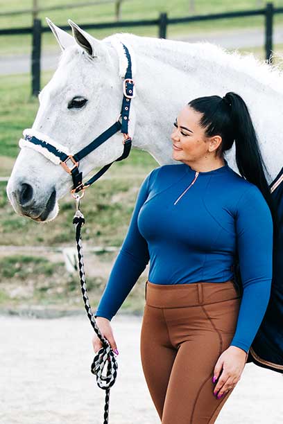 luna baselayer equestrian top blue front performa ride
