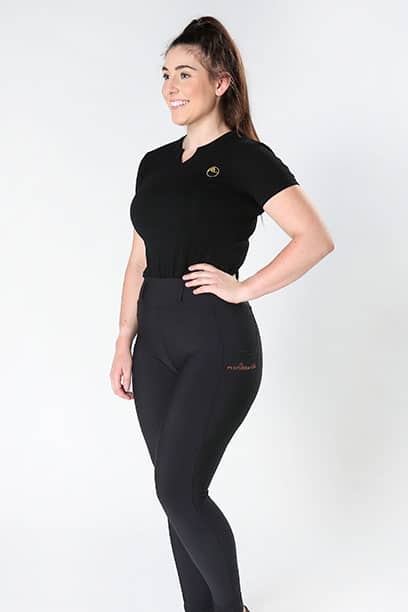 evolve horse riding tights black front left model performa ride