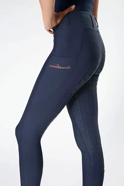 evolve horse riding tights navy left performa ride
