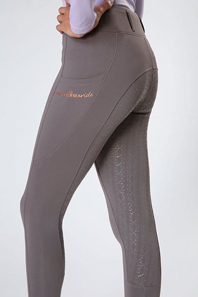 spark horse riding tights grey left close performa ride