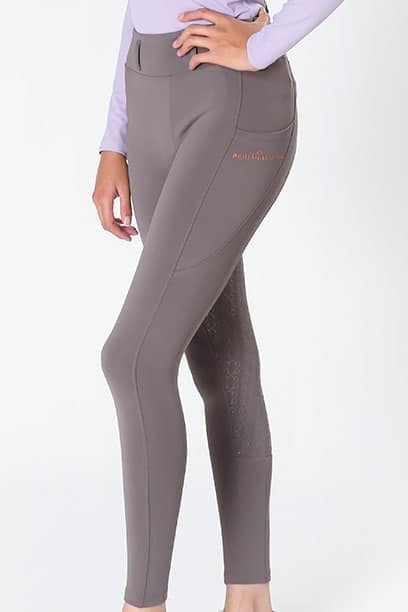 spark horse riding tights grey left front close performa ride