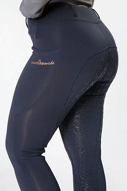 spark horse riding tights navy left performa ride