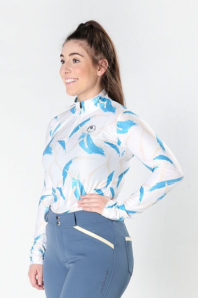swish glacier long sleeve top aqua cream left front performa ride