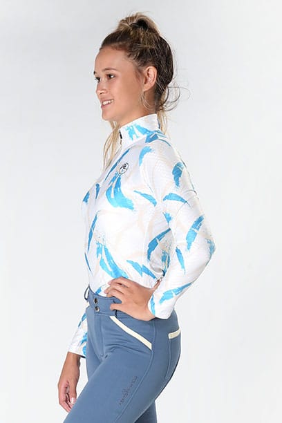 swish glacier long sleeve top aqua cream left performa ride
