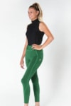 winter disrupt horse riding tights and sleeveless slim fit top green left front performa ride