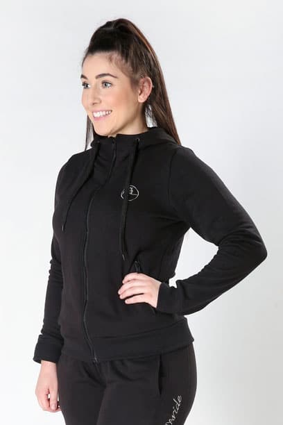 fleece tracksuit hoodie black front left performa ride