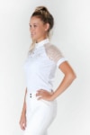 lace sleeve equestrian show shirt and breeches white front left performa ride