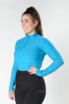 long sleeve summer riding top aqua front left performa ride