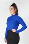 long sleeve summer riding top royal blue front left model b performa ride