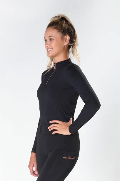 luna rose baselayer equestrian top black front left performa ride