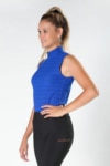 sleeveless summer equestrian top royal blue front left model b performa ride