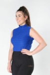 sleeveless summer equestrian top royal blue front left performa ride