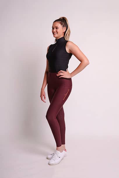 evolve riding tights burgundy front left performa ride