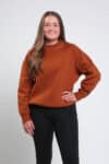 burnt chestnut crew neck sweater front performa ride