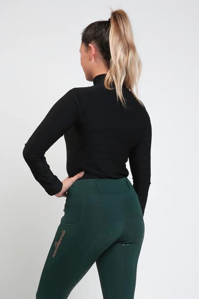 spark horse riding tights forest green back left performa ride