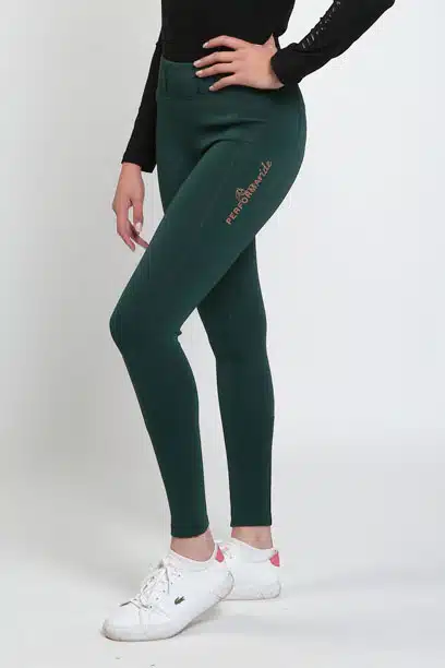 spark horse riding tights forest green front left close up performa ride